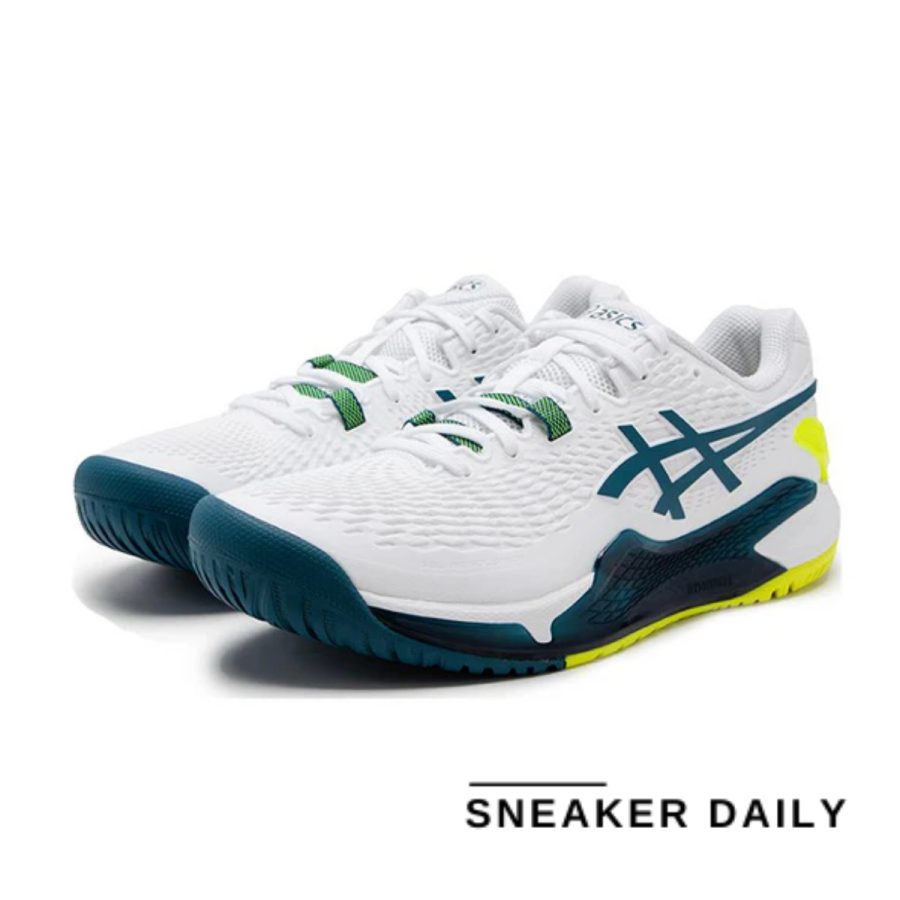 giày asics gel-resolution 9 'white restful teal' 1041a330-101