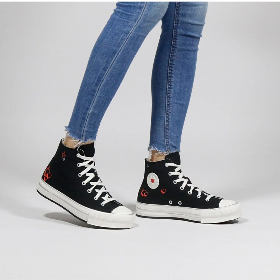 giày converse chuck taylor all star eva lift platform y2k heart high top 'black' a09121c