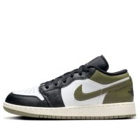 giày (gs) air jordan 1 low 'black toe medium olive' 553560-092