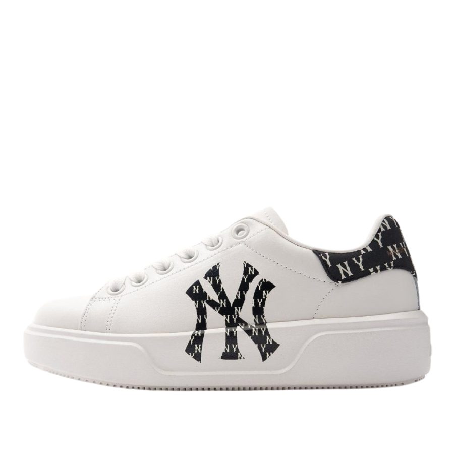 giày mlb chunky classic a heel monogram new york yankees white black 3asxcch3n-50bks