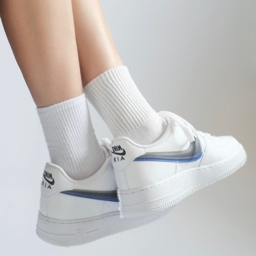 giày nike air force 1 low impact next nature double swoosh 'white black blue' fd0688-100