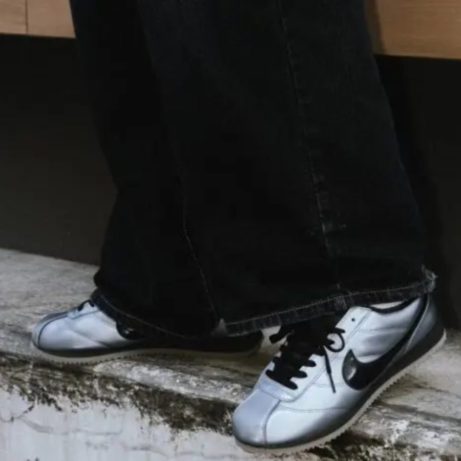 giày nike cortez leather se 'metallic cool grey black' hq3490-099