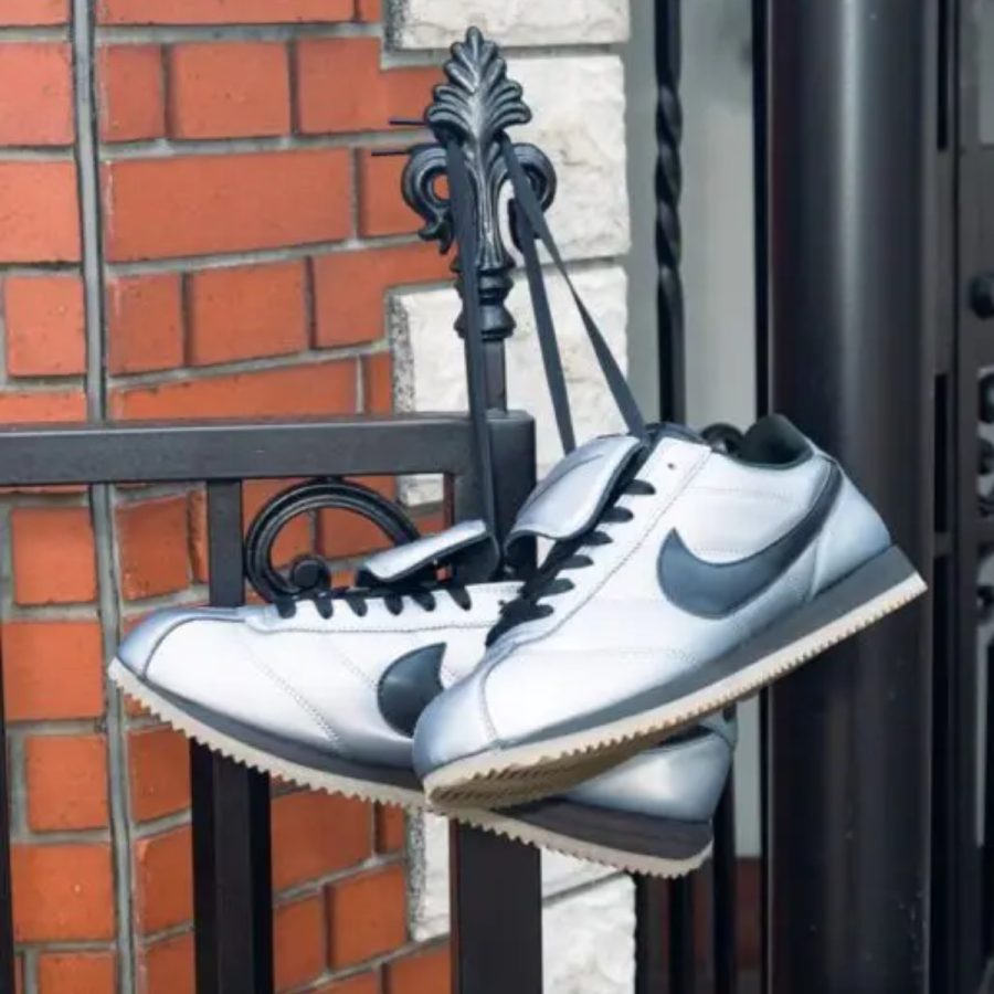 giày nike cortez leather se 'metallic cool grey black' hq3490-099