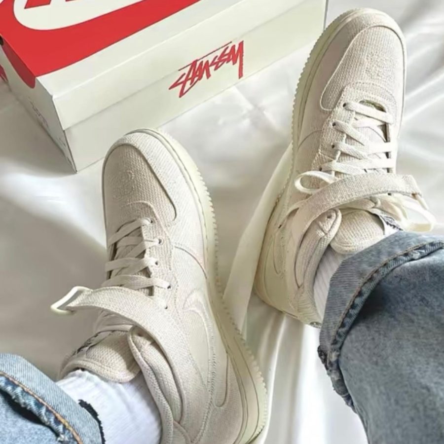 giày nike x stussy air force 1 mid 'fossil' dj7841-200