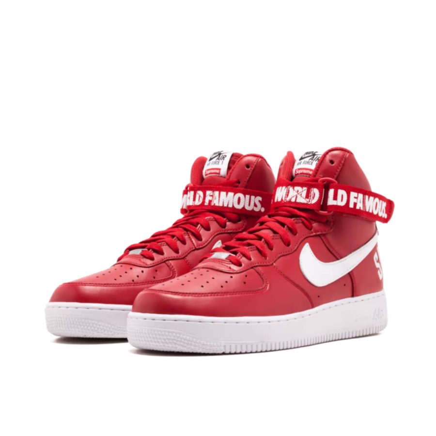 giày nike x supreme air force 1 high ‘world famous red’ 698696-610