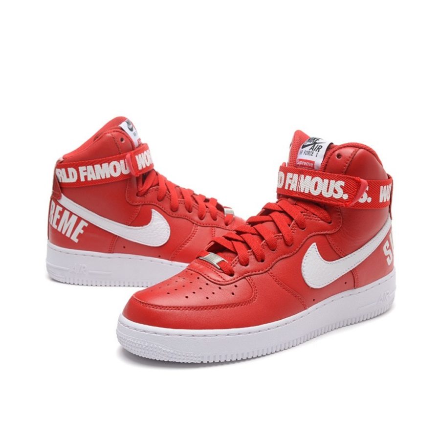 giày nike x supreme air force 1 high ‘world famous red’ 698696-610