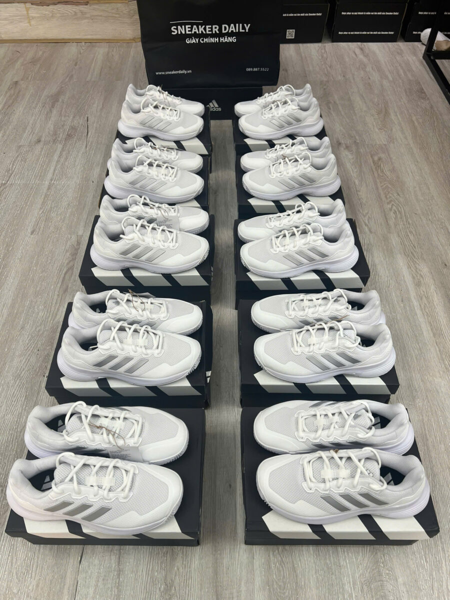 giày tennis/pickleball adidas gamecourt 2.0 'white silver metallic' hq8476