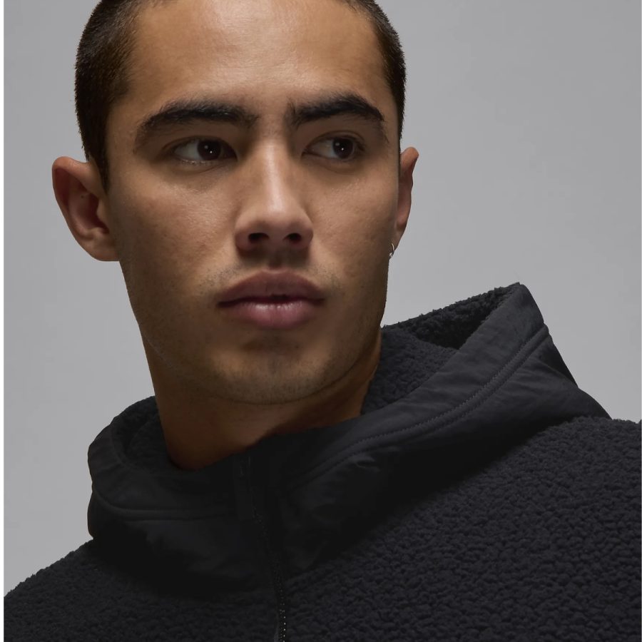 áo jordan flight men's high-pile fleece pullover hoodie 'black' fv7452-010
