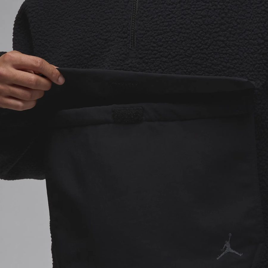 áo jordan flight men's high-pile fleece pullover hoodie 'black' fv7452-010