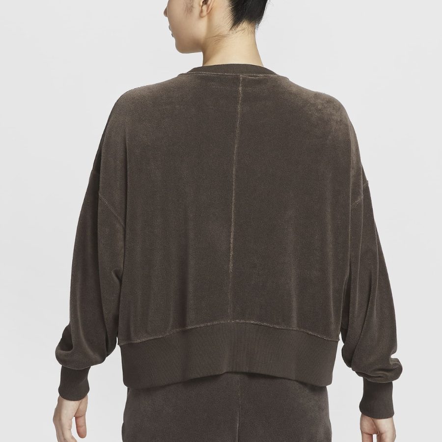 áo nike court heritage women's oversized crew neck graphic tennis sweatshirt baroque brown fq2243-237