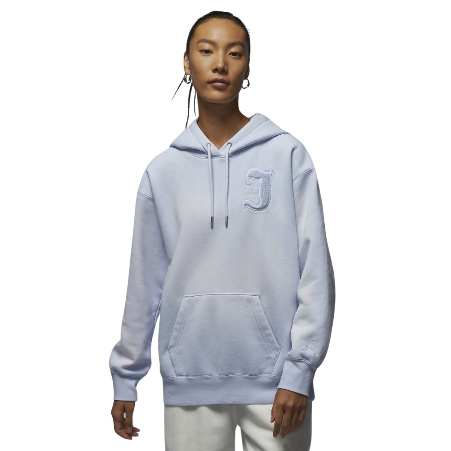 áo jordan flight fleece women's satin lined pullover hoodie 'blue' fv7063-085