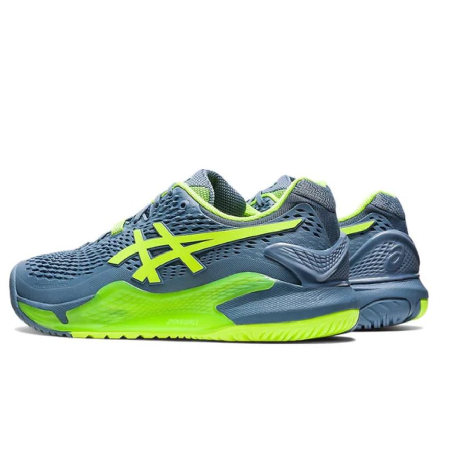 giày asics gel resolution 9 'steel blue hazard green' 1041a330-400