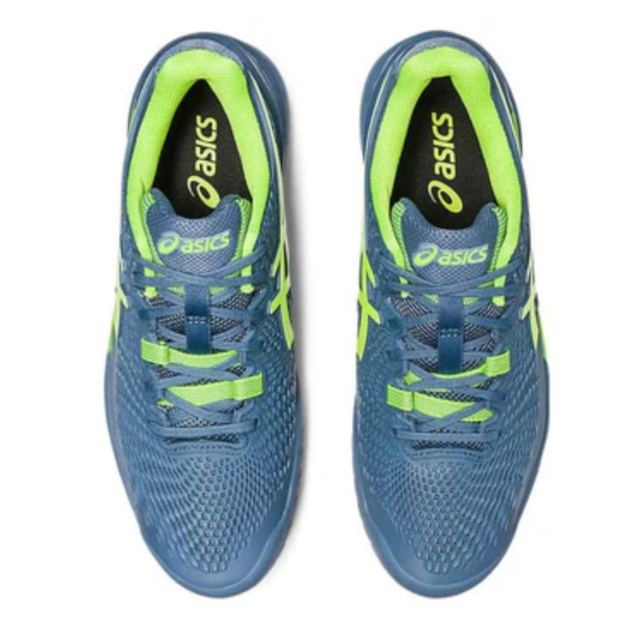 giày asics gel resolution 9 'steel blue hazard green' 1041a330-400