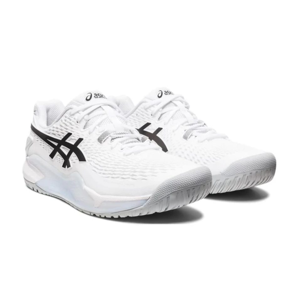 giày asics gel resolution 9 'white black' 1041a330-100