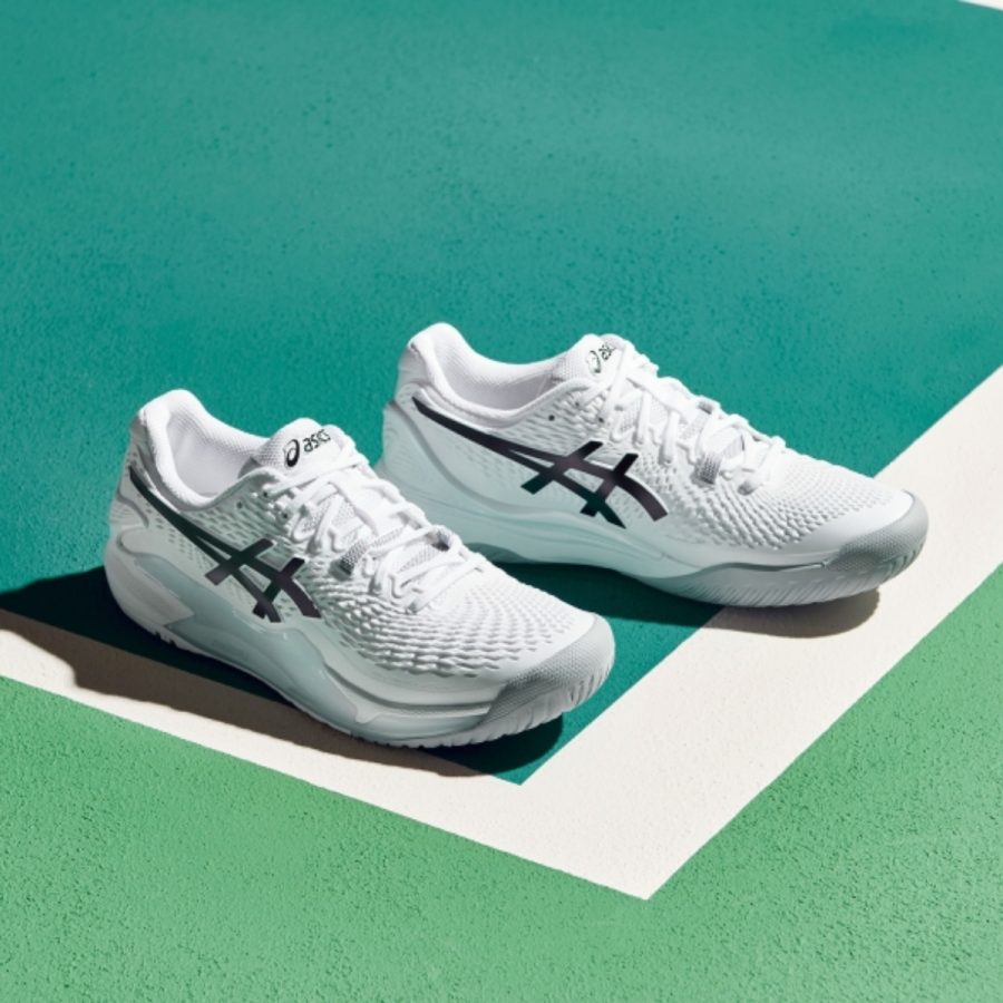 giày asics gel resolution 9 'white black' 1041a330-100