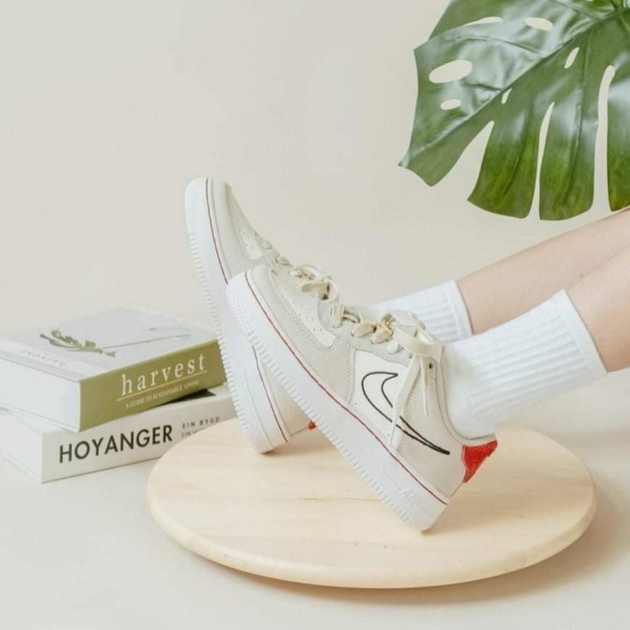 giày nike air force 1 lv8 s50 gs ‘light stone university red’ db1561-100