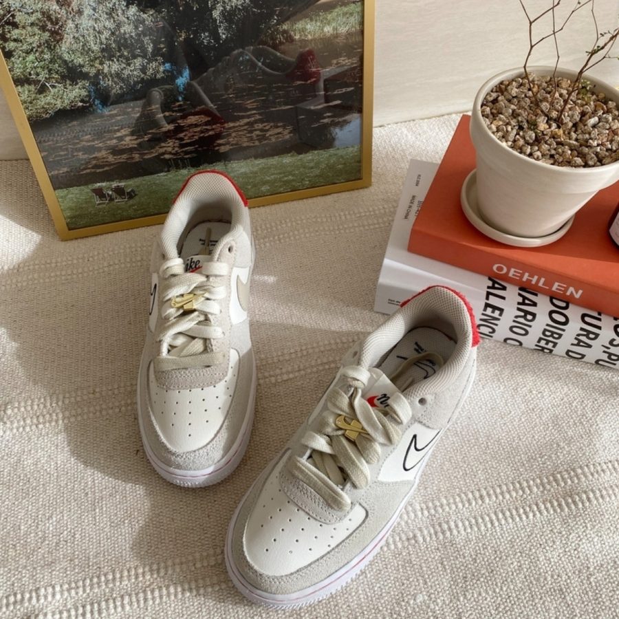 giày nike air force 1 lv8 s50 gs ‘light stone university red’ db1561-100