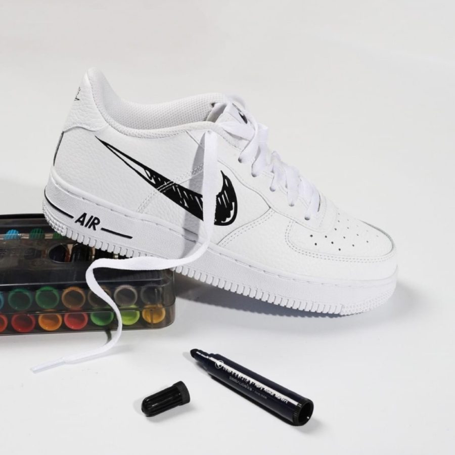 giày nike air force 1 low 'doodle swoosh - white black' dm3177-100