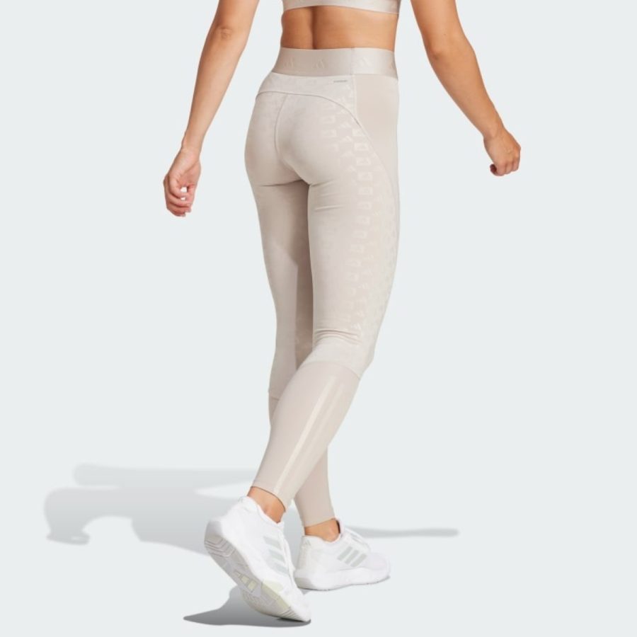 quần adidas hyperglam full-length emboss leggings - wonder beige ik5499