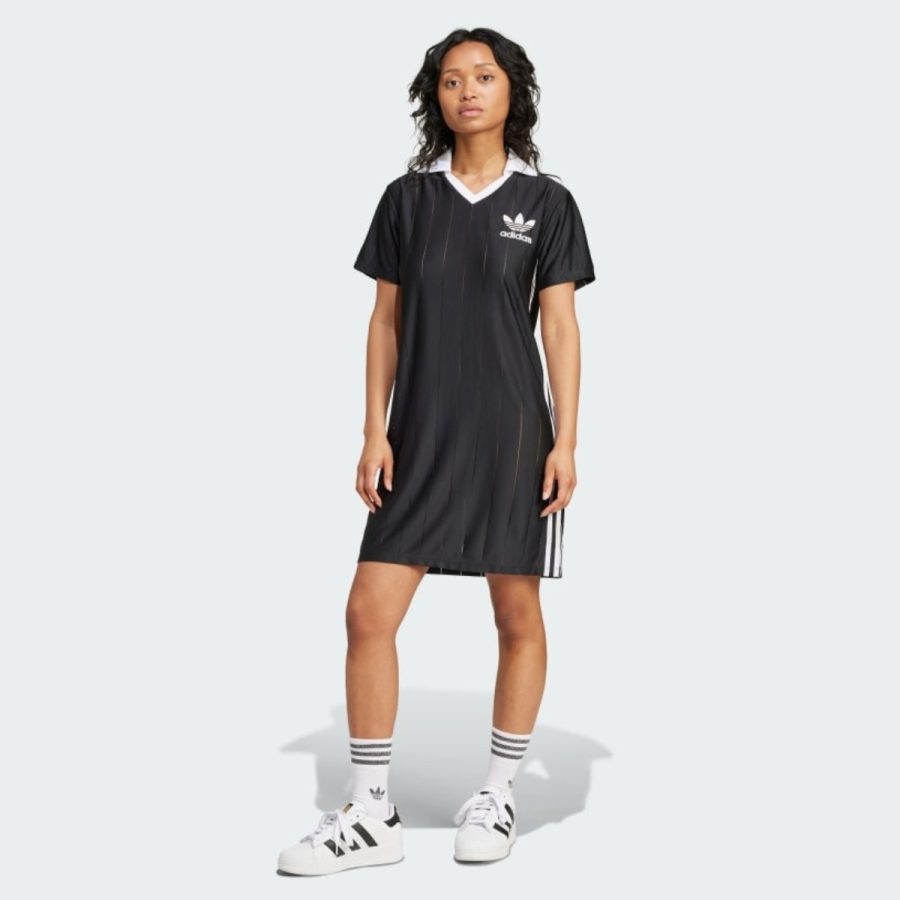 váy adidas adicolor 3-stripes pinstripe dress - black ix5510