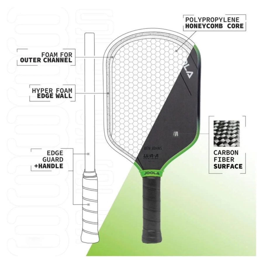 vợt pickleball joola 3s ben johns 16mm upa-a "green"