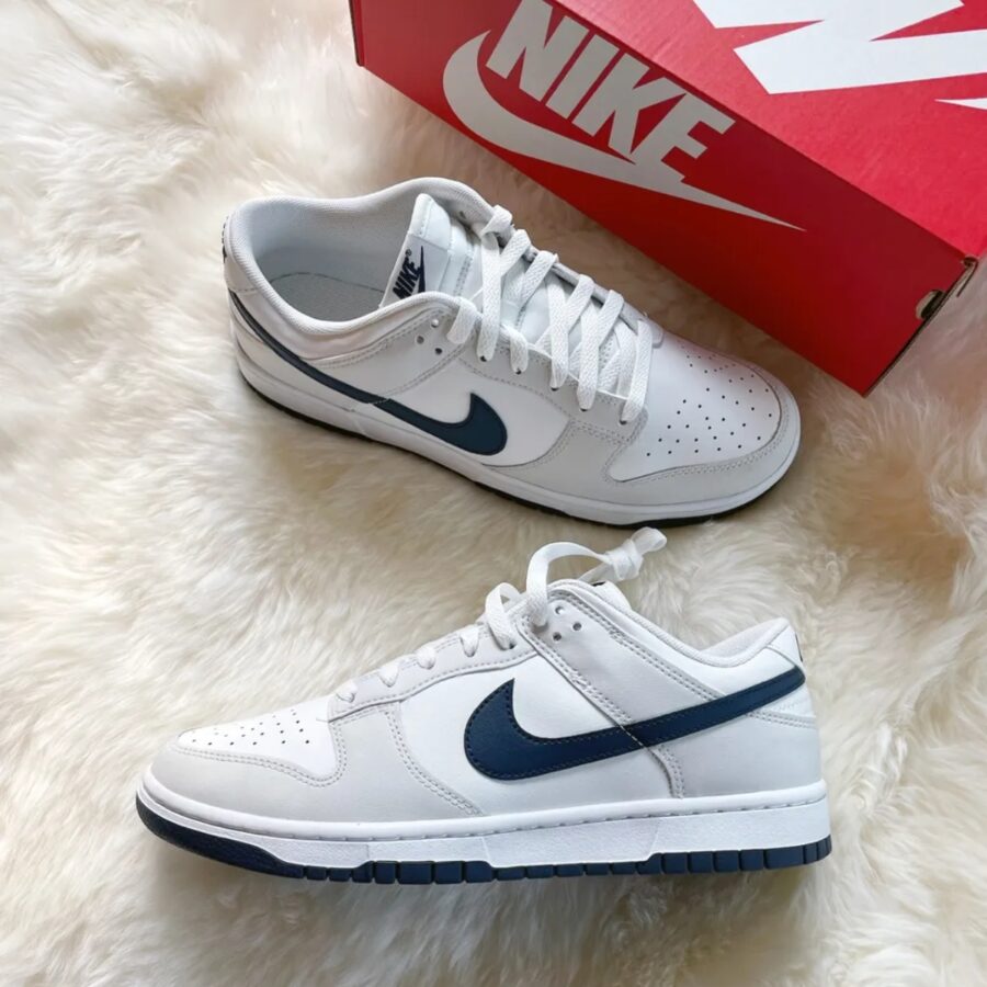 giày nike dunk low 'white midnight navy' dv0831-111