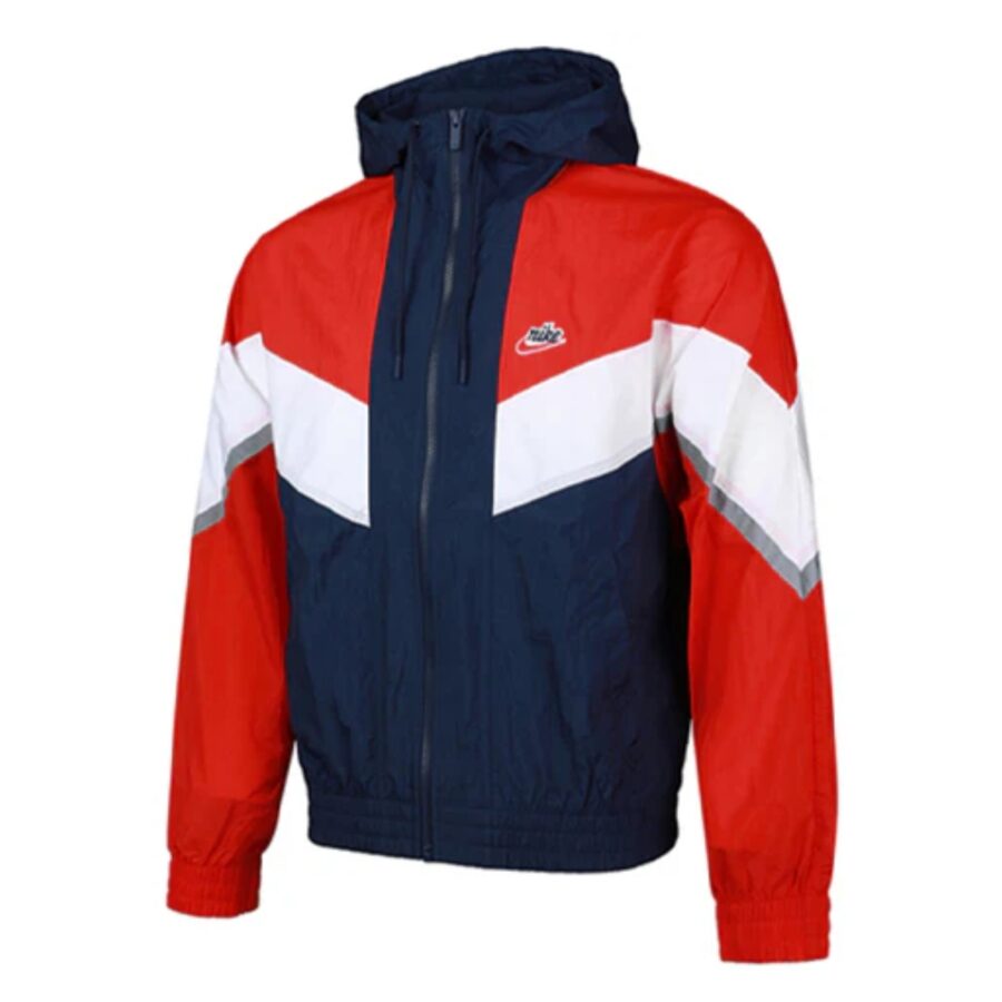 áo nike sportswear windrunner+ hooded windproof reflective jacket red cz0782-410