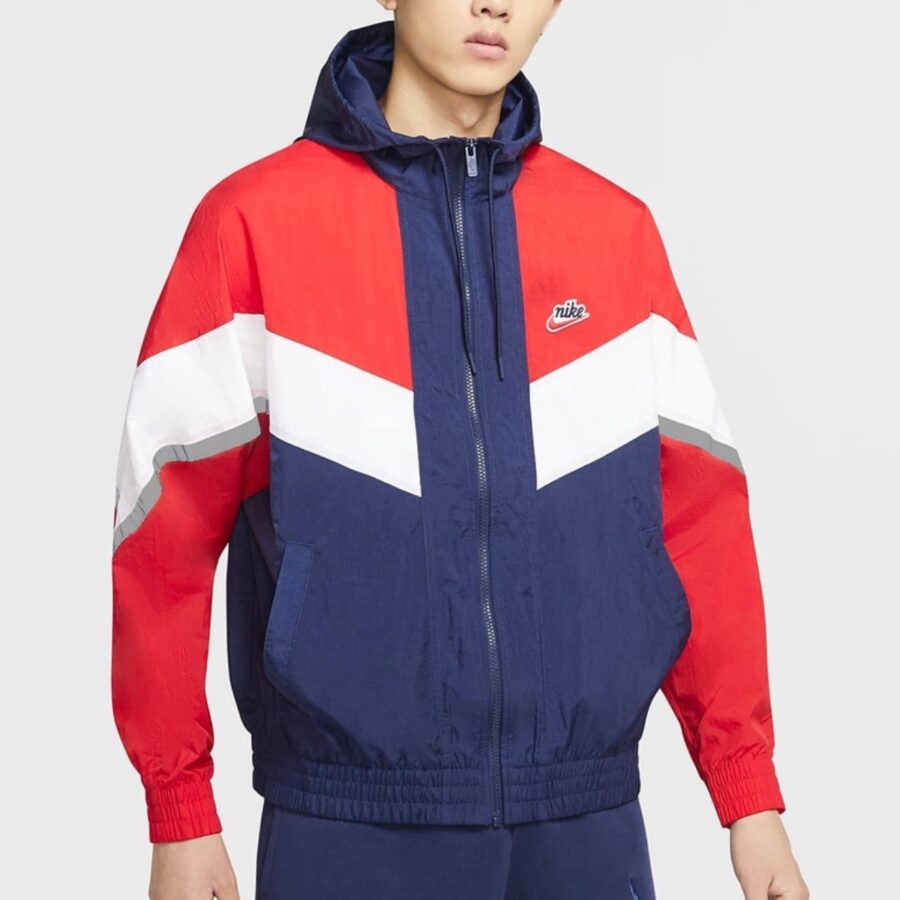 áo nike sportswear windrunner+ hooded windproof reflective jacket red cz0782-410