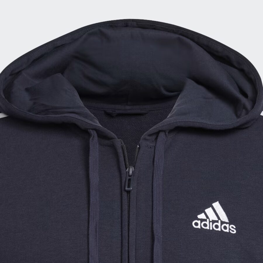 áo adidas essentials french terry 3-stripes full-zip hoodie blue gk9033