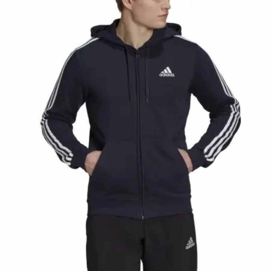 áo adidas essentials french terry 3-stripes full-zip hoodie blue gk9033