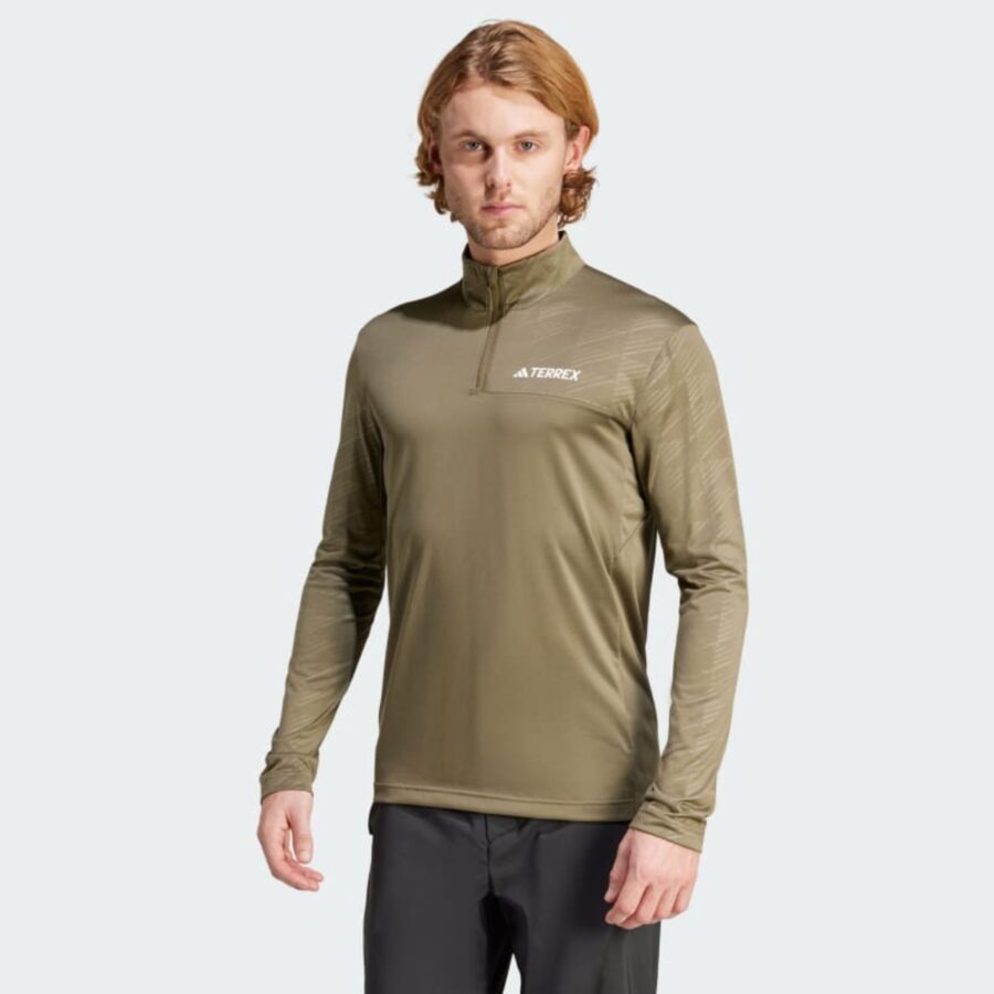 áo adidas terrex multi half-zip longsleeve men 'olive strata' ip4800