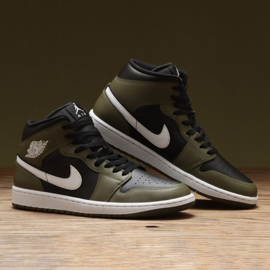 giày air jordan 1 mid 'black medium olive' dq8426-092