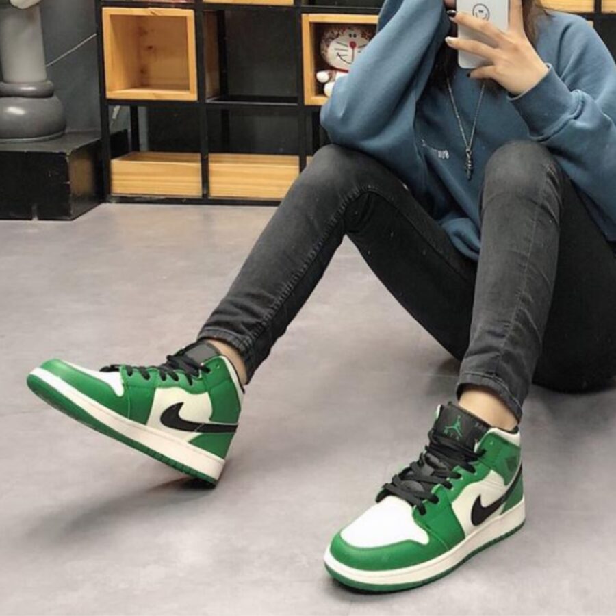 giày nike air jordan 1 mid 'pine green' 852542-301