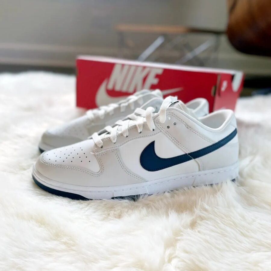 giày nike dunk low 'white midnight navy' dv0831-111