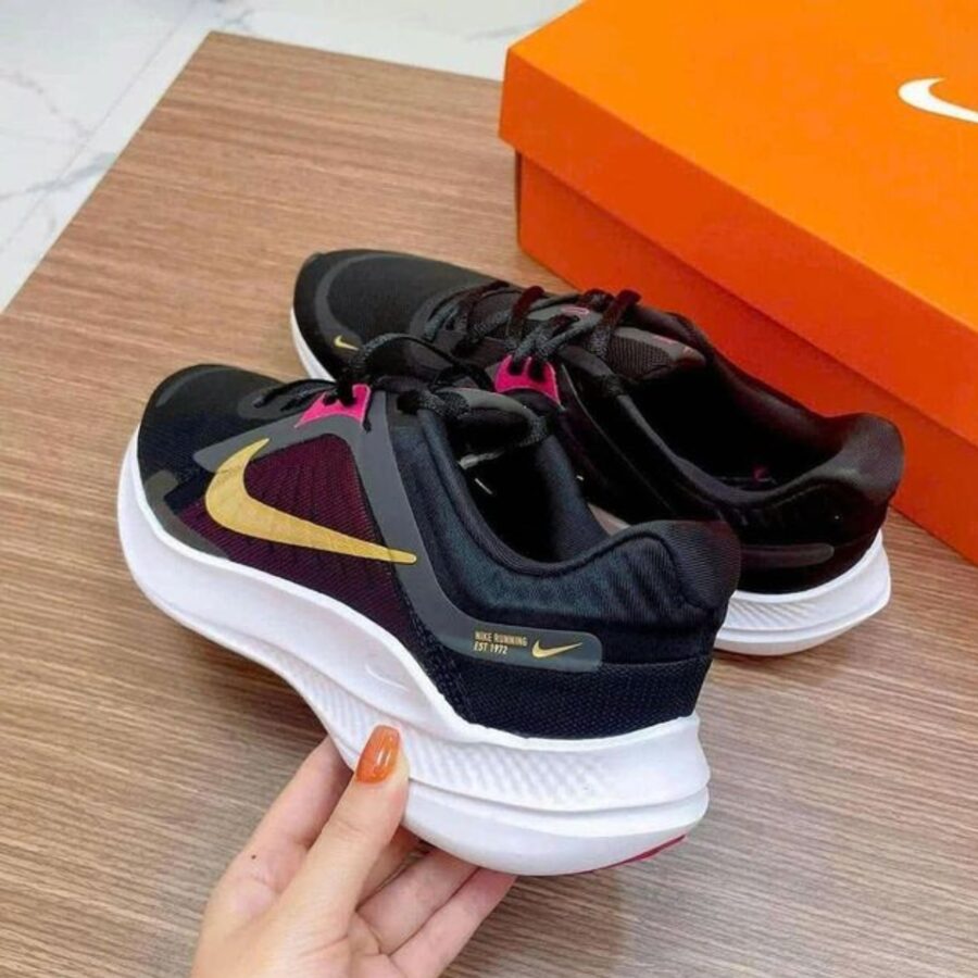 giày nike quest 5 'black dark smoke grey fireberry metallic gold' dd9291-009