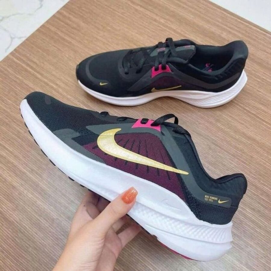 giày nike quest 5 'black dark smoke grey fireberry metallic gold' dd9291-009