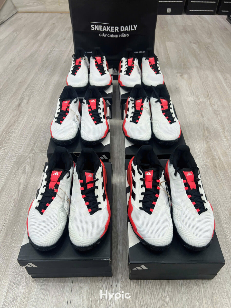 giày tennis/pickleball adidas barricade 13 'white black lucid red' ih2558