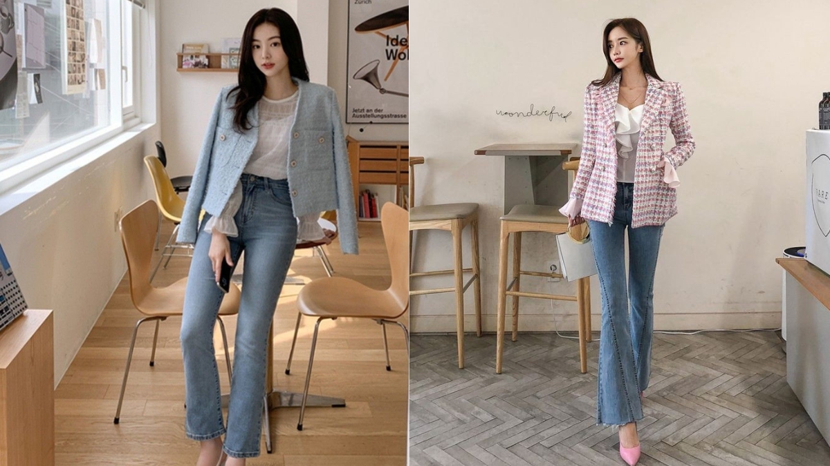 phối đồ với áo dạ tweed