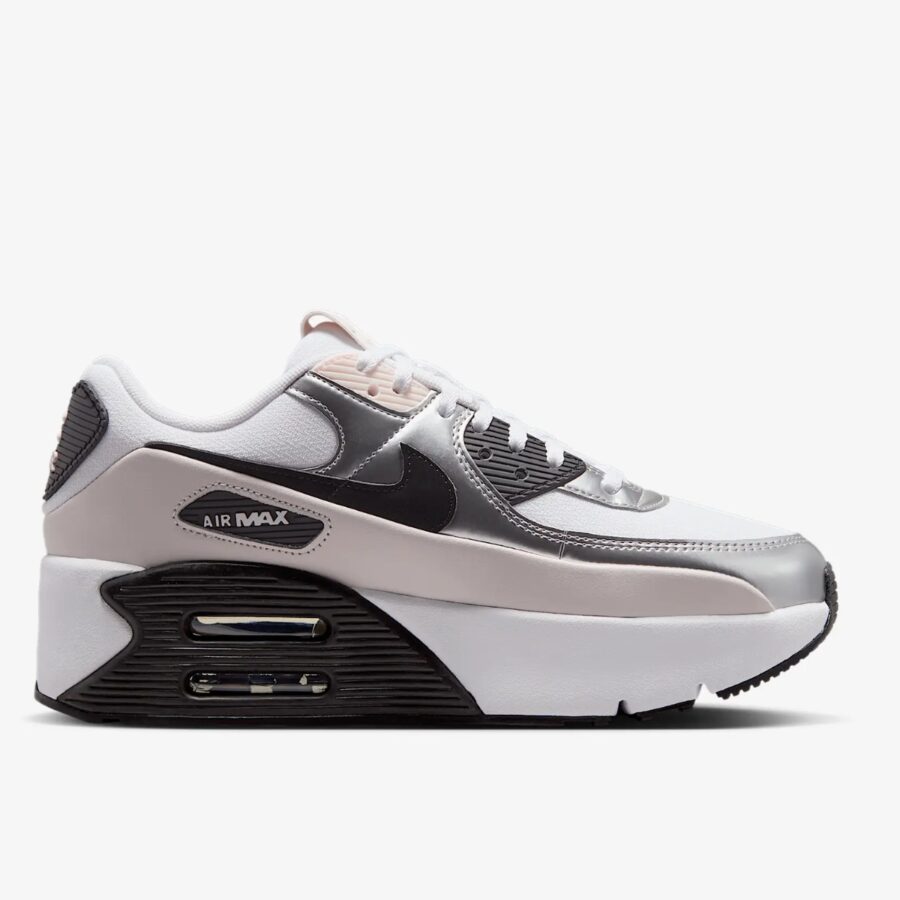 giày nike air max 90 lv8 white phantom metallic silver black ib0170-100