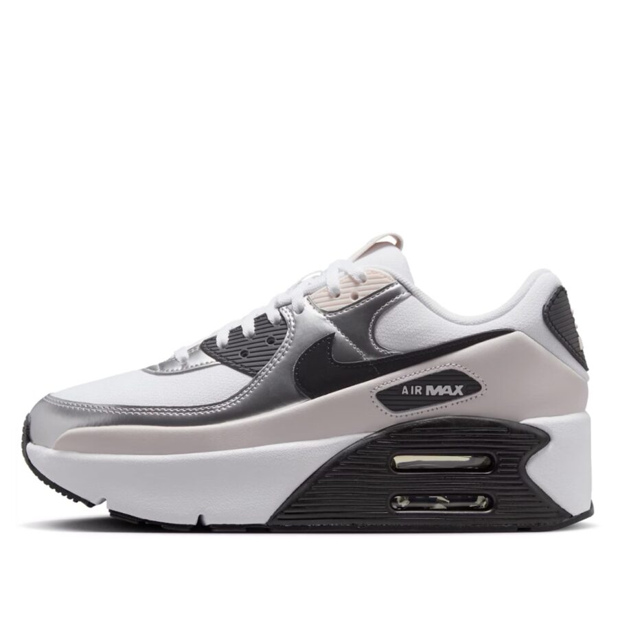 giày nike air max 90 lv8 white phantom metallic silver black ib0170-100