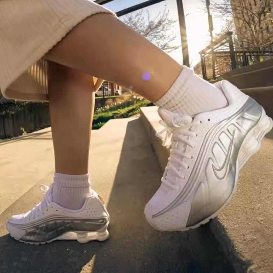 giày nike shox r4 'white metallic' ar3565-101