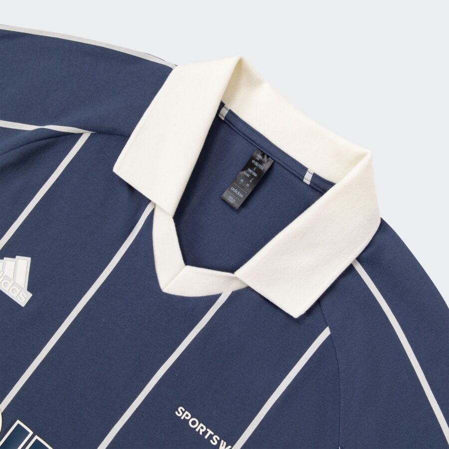áo adidas polo tiro stripe heavy jersey loose blue jc5745
