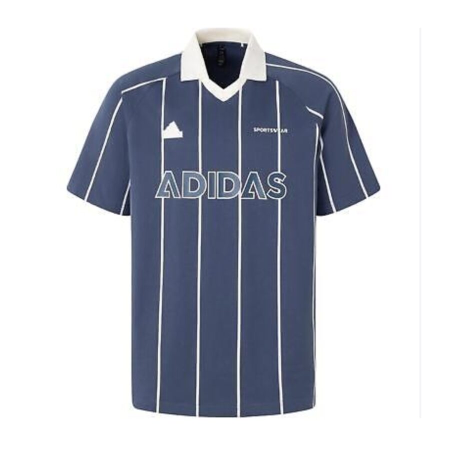 áo adidas polo tiro stripe heavy jersey loose blue jc5745