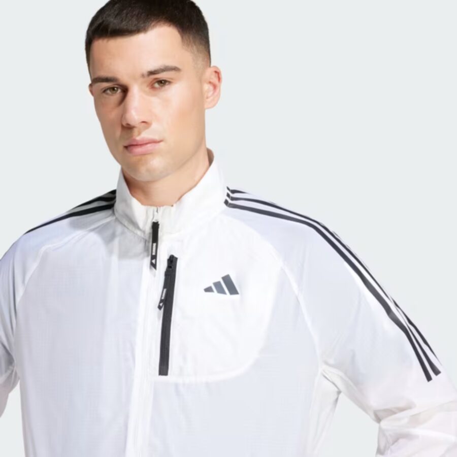áo adidas khoác chạy bộ own the run packable 3 sọc 'white' jd7760