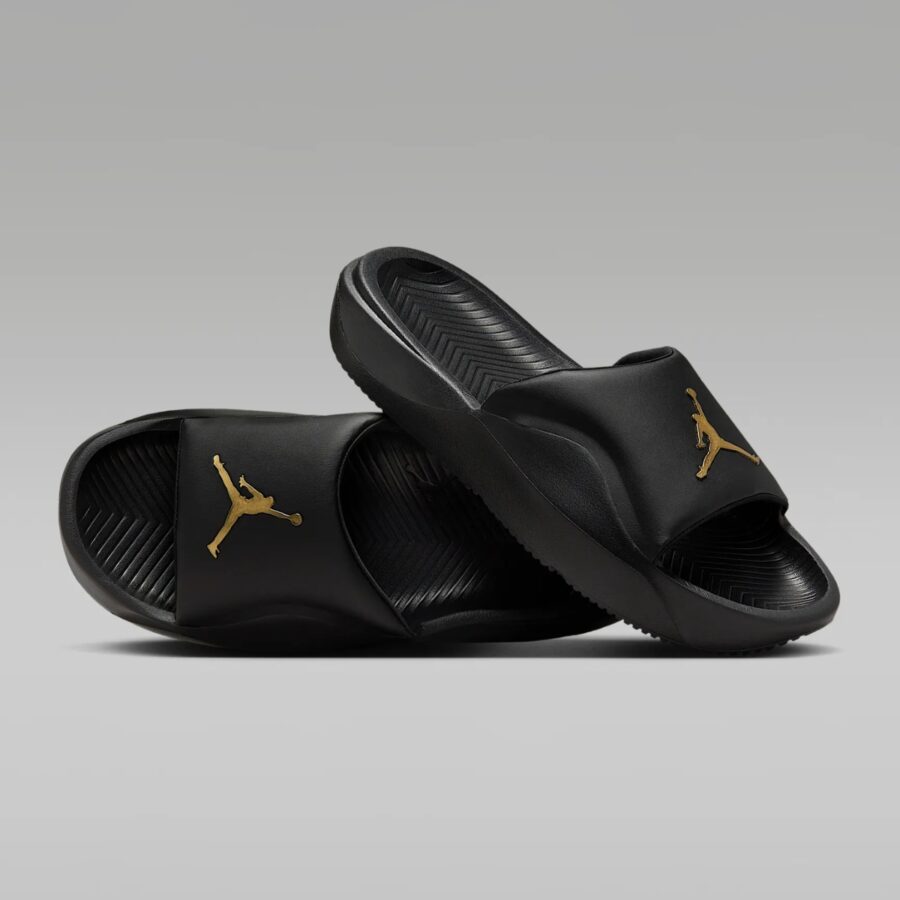 dép jordan franchise slide black metallic gold hf3263-007