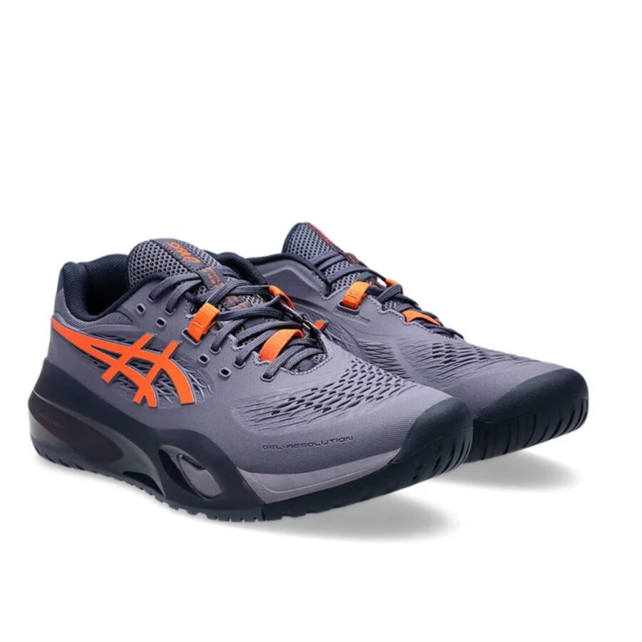 giày tennis/pickleball asics gel resolution x greyish purple nova orange 1041a487-500