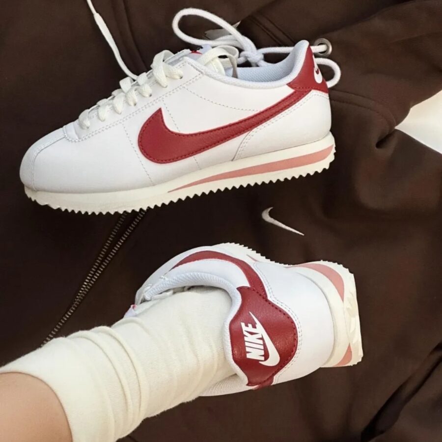 giày nike cortez basic sl gs ‘white gym red’ 904764-101