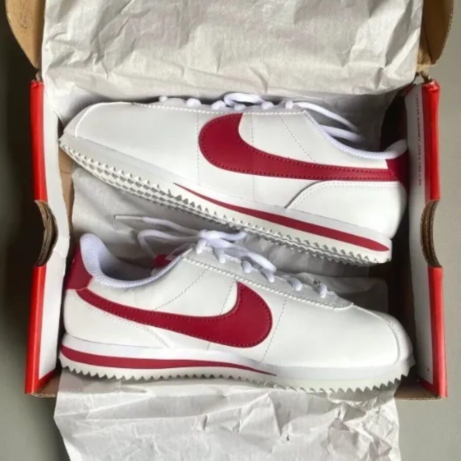 giày nike cortez basic sl gs ‘white gym red’ 904764-101