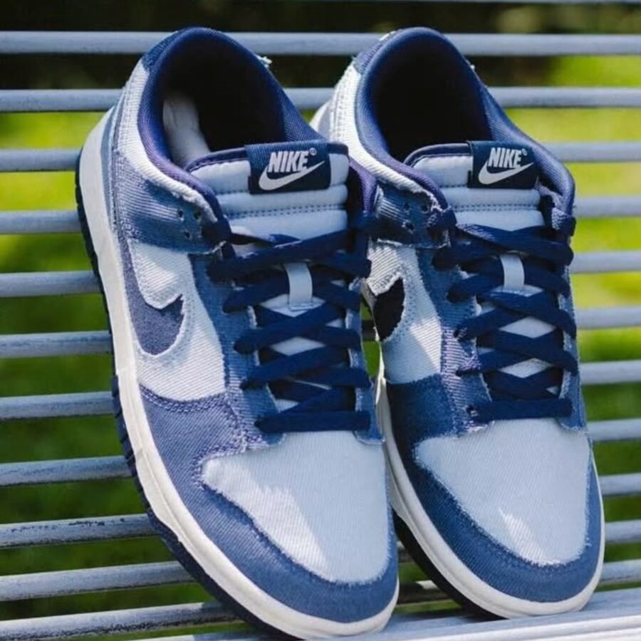 giày nike dunk low 'light armory blue denim' hf3141-400