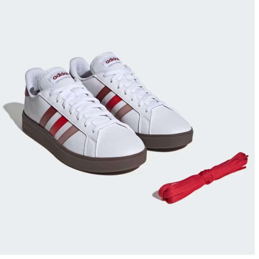 giày adidas grand court base 2. 'cloud white preloved ruby' jh8611